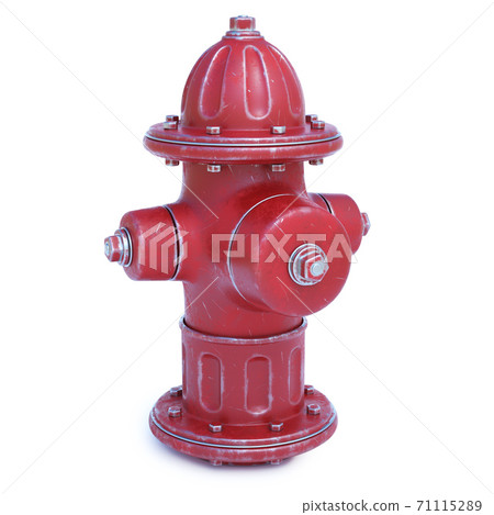 Fire hydrant isolated on white background, front view, 3d rendering Fire hydrant isolated on white background, front view, 3d rendering 71115289