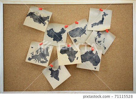 countries map on the corkboard countries map on the corkboard 71115528
