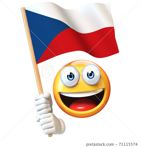Emoji holding Czech flag, emoticon waving national flag of Czech Republic 3d rendering Emoji holding Czech flag, emoticon waving national flag of Czech Republic 3d rendering 71115574