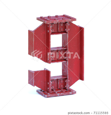Steel I beam font 3d rendering number L 71115593