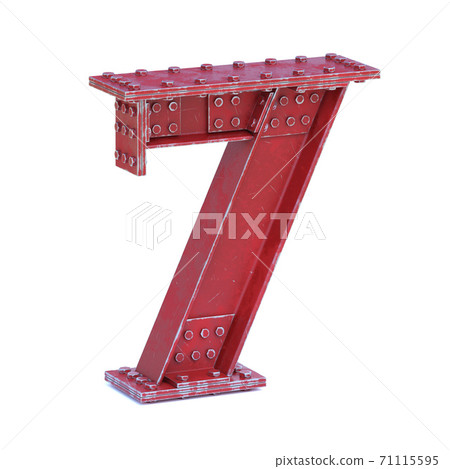 Steel I beam font 3d rendering number L 71115595