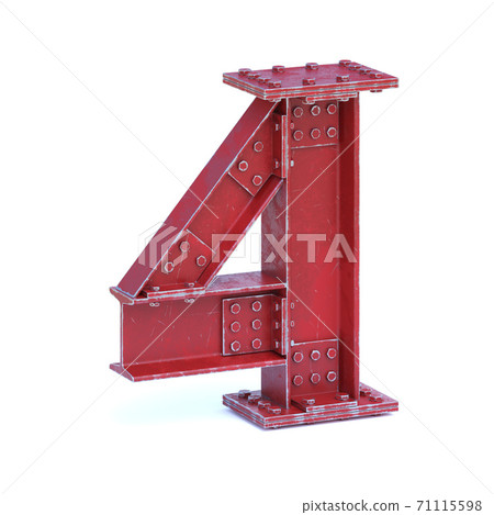 Steel I beam font 3d rendering number L 71115598