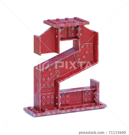Steel I beam font 3d rendering number L 71115600