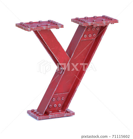 Steel I beam font 3d rendering letter L 71115602