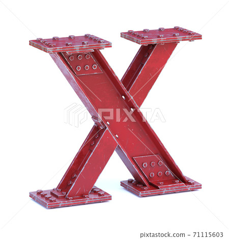 Steel I beam font 3d rendering letter L 71115603