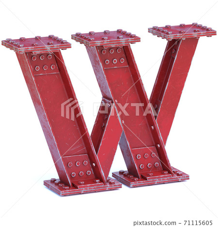 Steel I beam font 3d rendering letter L 71115605