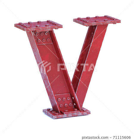 Steel I beam font 3d rendering letter L 71115606