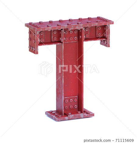 Steel I beam font 3d rendering letter L 71115609