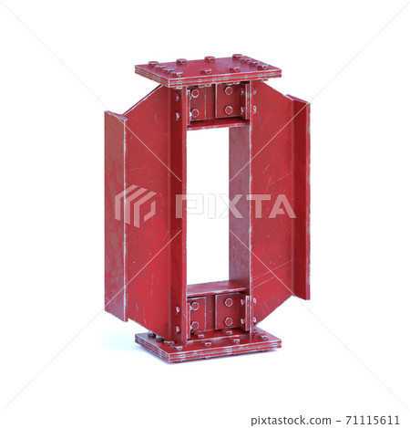 Steel I beam font 3d rendering letter L 71115611