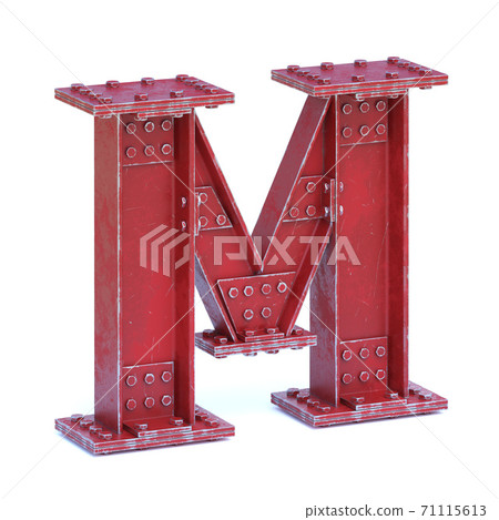 Steel I beam font 3d rendering letter L 71115613
