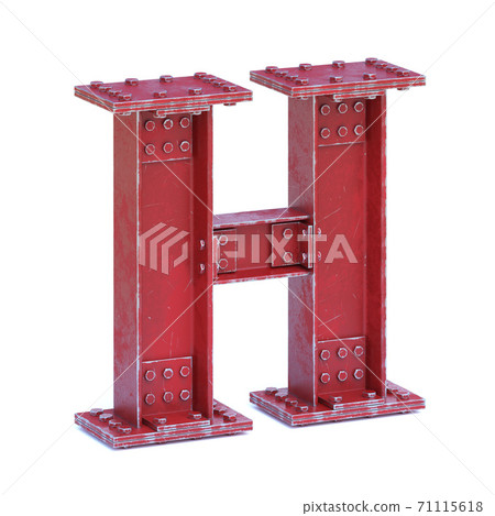 Steel I beam font 3d rendering letter L 71115618