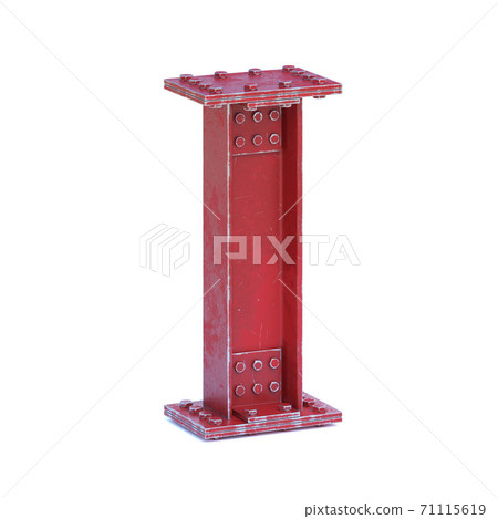 Steel I beam font 3d rendering letter L 71115619