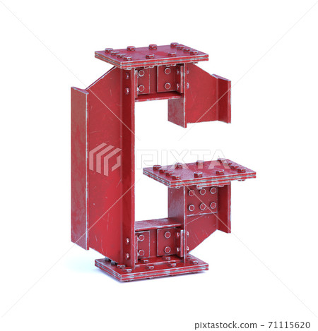 Steel I beam font 3d rendering letter L 71115620
