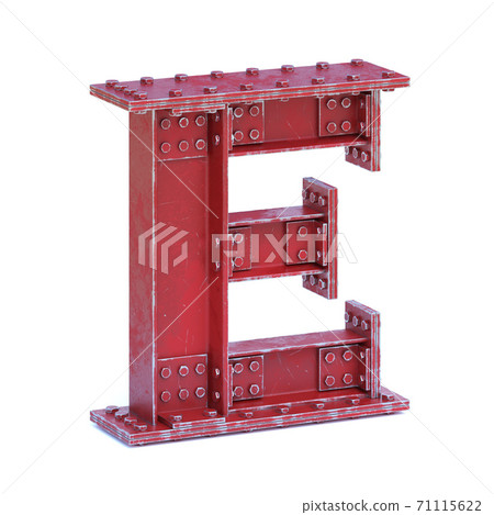 Steel I beam font 3d rendering letter L 71115622