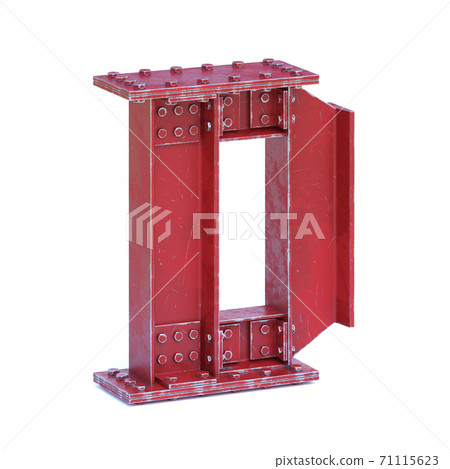 Steel I beam font 3d rendering letter L 71115623