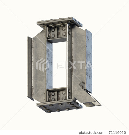 Steel beam font 3d rendering letter Q 71116030