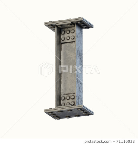 Steel beam font 3d rendering letter I Steel beam font 3d rendering letter I 71116038