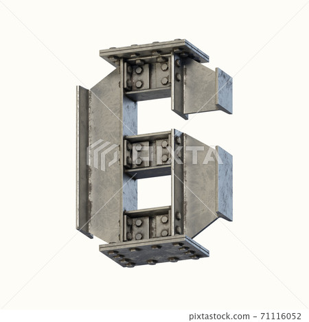 Steel beam font 3d rendering number 6 Steel beam font 3d rendering number 6 71116052