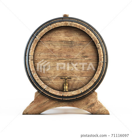Wooden barrel isolated on white background, wine, beer, alcohol drink storage 3d illustration Wooden barrel isolated on white background, wine, beer, alcohol drink storage 3d illustration 71116097