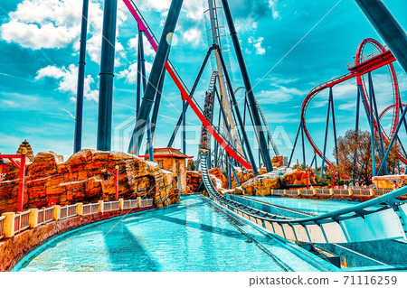Roller Coaster in funny amusement park Roller Coaster in funny amusement park 71116259
