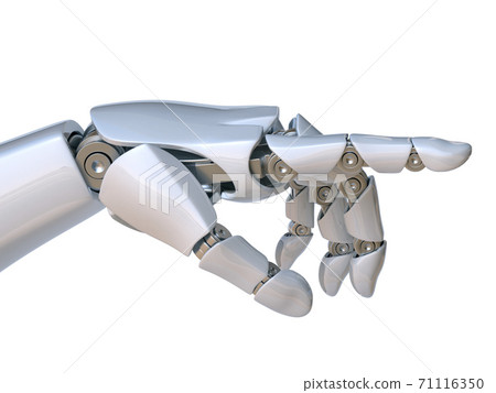 Robot hand pointing index finger, touching... - Stock Illustration ...