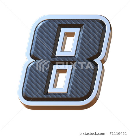 Carbon fiber and metallic font, 3d rendering, number 8 Carbon fiber and metallic font, 3d rendering, number 8 71116431