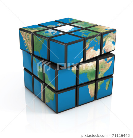 Cubical Earth, global politics 3d concept, globalization, 3d rendering Cubical Earth, global politics 3d concept, globalization, 3d rendering 71116443