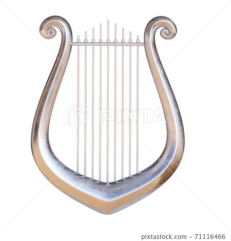 Silver lyre isolated on white background 3d rendering Silver lyre isolated on white background 3d rendering 71116466