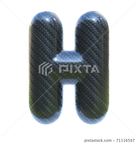Carbon fiber font, 3d rendering, letter H 71116587