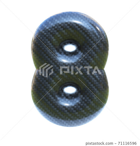 Carbon fiber font, 3d rendering, number 8 71116596