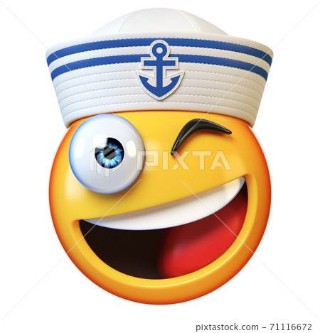 Sailor hat emoji isolated on white 