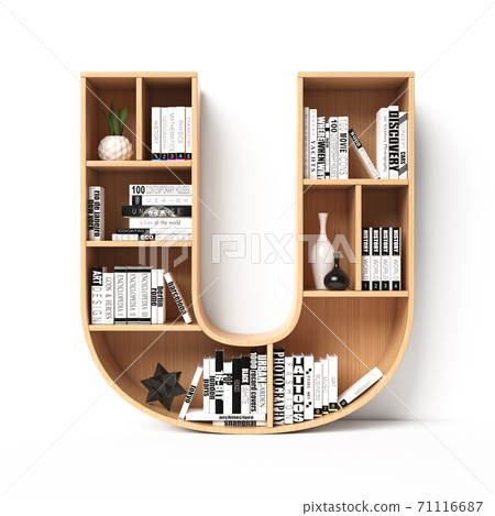 Download Bookshelves 3d Font Alphabet In The Form Of Stock Illustration 71116687 Pixta