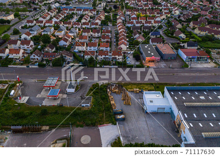 Aerial townscape view of Dijon city at summer nightfall time Aerial townscape view of Dijon city at summer nightfall time 71117630