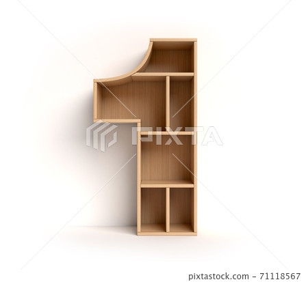 Shelf font 3d rendering number 1 Shelf font 3d rendering number 1 71118567