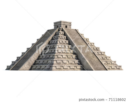 Mayan pyramid isolated on white 3d rendering Mayan pyramid isolated on white 3d rendering 71118602