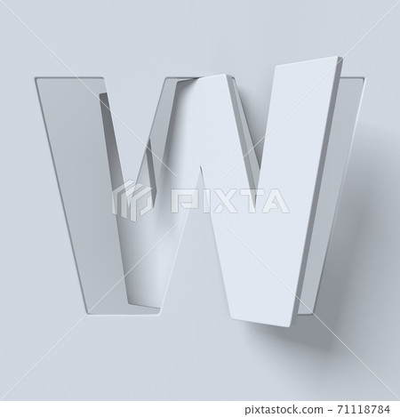 Cut out and rotated font 3d rendering letter W Cut out and rotated font 3d rendering letter W 71118784