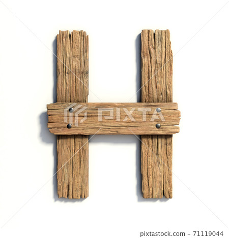 Wood font, plank font letter H 71119044