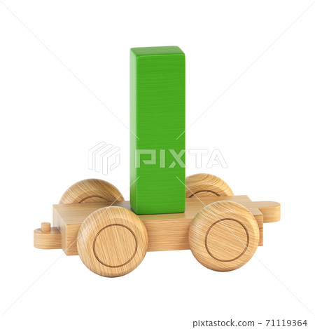 Train font on wheels 3d rendering letter I 71119364