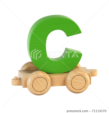 Train font on wheels 3d rendering letter C 71119370