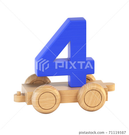 Train font on wheels 3d rendering number 4 Train font on wheels 3d rendering number 4 71119387