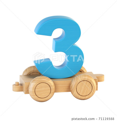 Train font on wheels 3d rendering number 3 Train font on wheels 3d rendering number 3 71119388