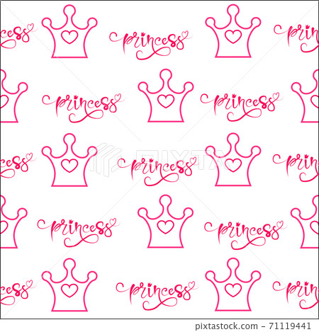 Seamless pattern with doodle crowns. Cute baby... - Stock Illustration ...