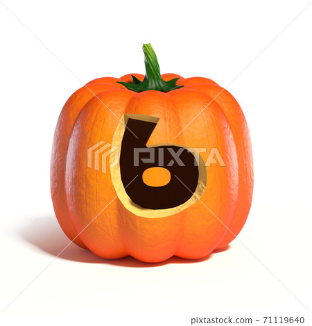Halloween pumpkin font 3d rendering number 6 Halloween pumpkin font 3d rendering number 6 71119640