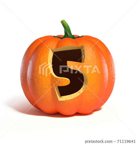 Halloween pumpkin font 3d rendering number 5 Halloween pumpkin font 3d rendering number 5 71119641
