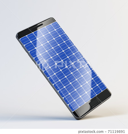 Mobile phone as solar panel 3d rendering 71119891