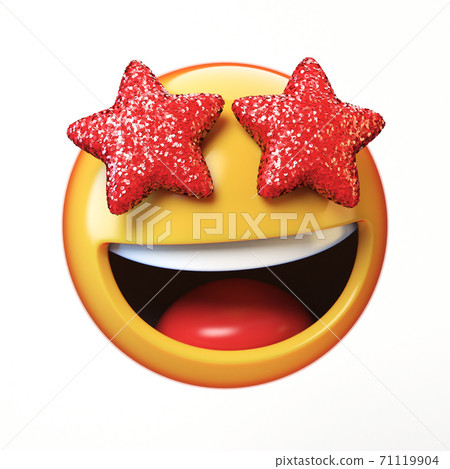 Star eyes emoji isolated on white background, glamorous emoticon 3d rendering Star eyes emoji isolated on white background, glamorous emoticon 3d rendering 71119904