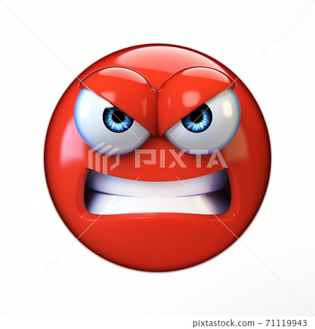 Crazy emoji isolated on white background, silly face emoticon 3d rendering  Stock Illustration