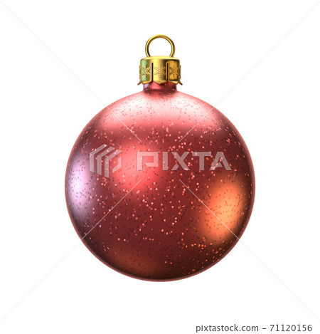 Red Christmas ball isolated on white background. Greeting card design element. Winter ornament, tree decoration 3d rendering 71120156