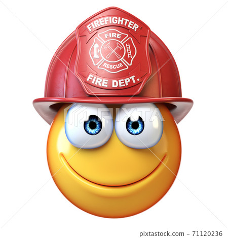 Fireman emoji isolated on white background, firefighter emoticon 3d rendering 71120236
