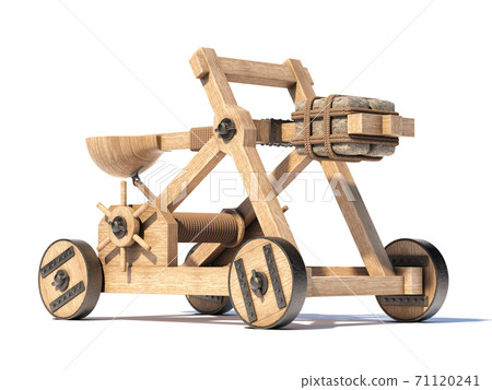 Catapult isolated on white background 3d rendering Catapult isolated on white background 3d rendering 71120241